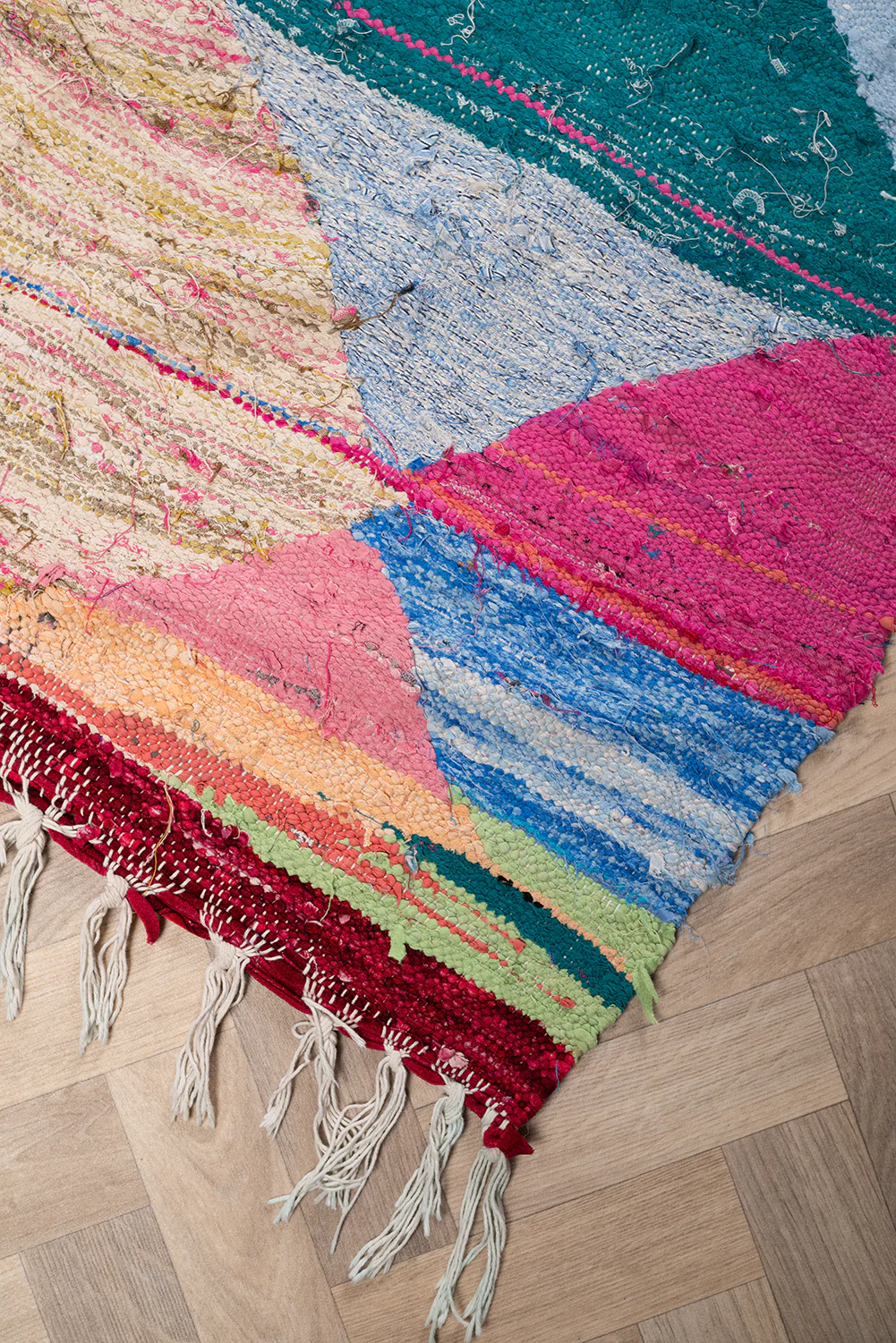 Vintage Moroccan Flat Weave Boucherouite Rug 130x335cm - (31) - Image 3