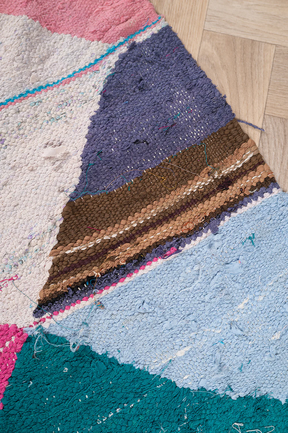 Vintage Moroccan Flat Weave Boucherouite Rug 130x335cm - (31) - Image 4