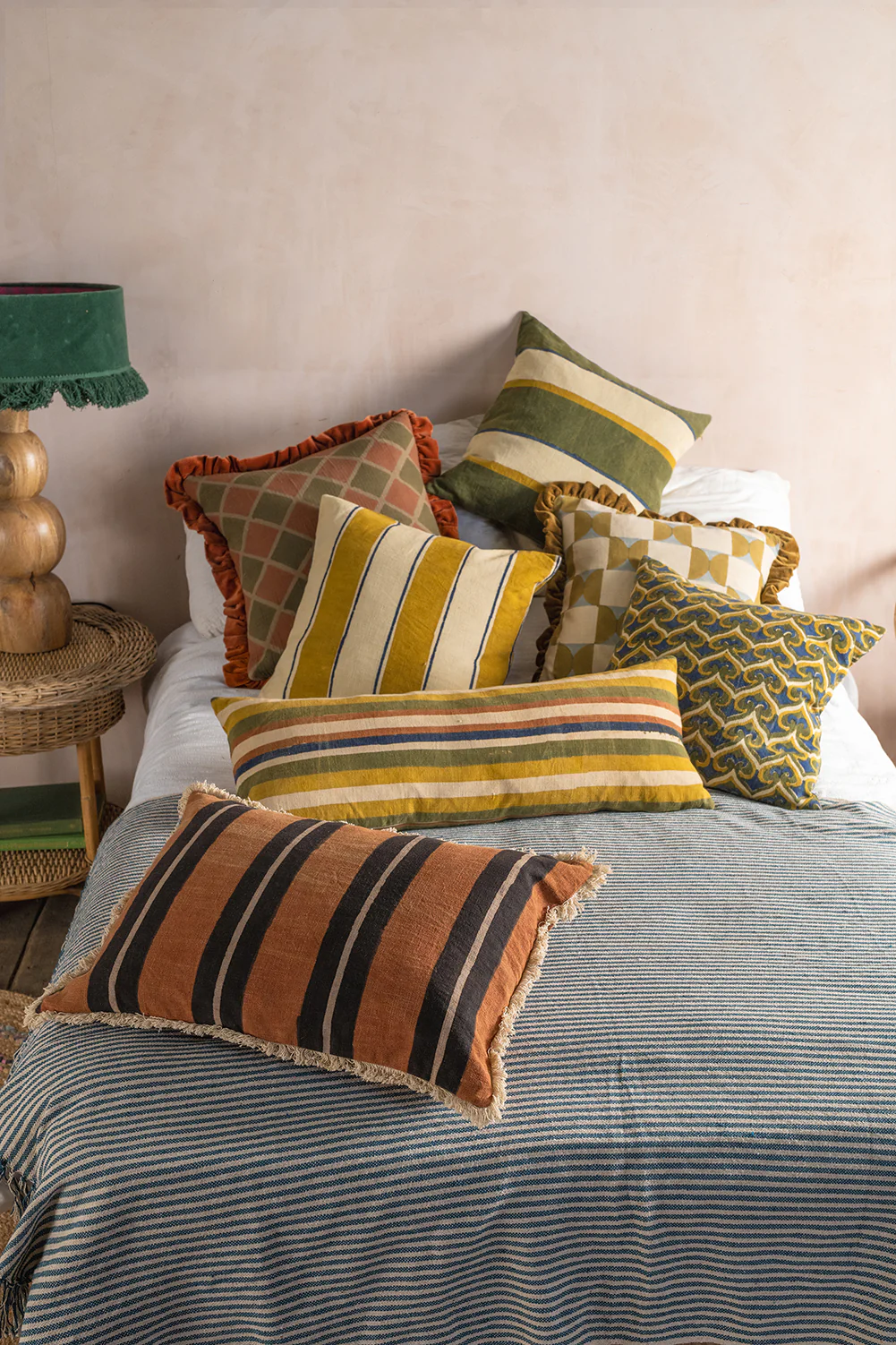 Rust & Sage Harlequin Block Print Cushion Cover - Image 6