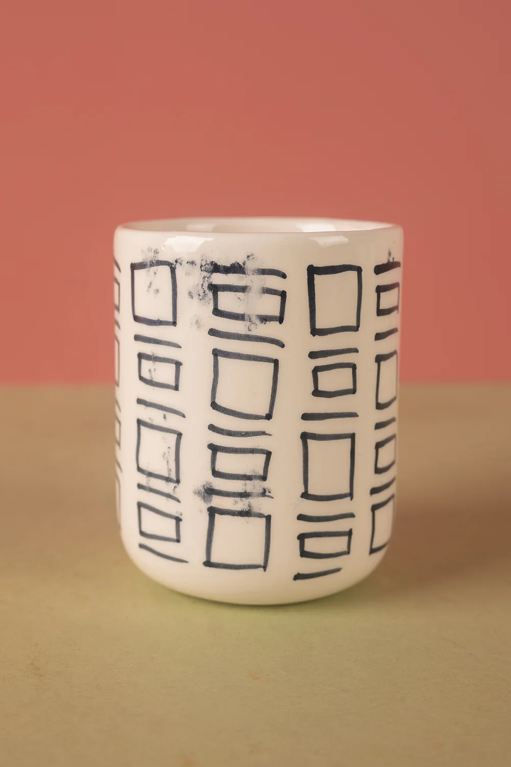 Seconds Black & White Abstract Ceramic Votive - Image 3
