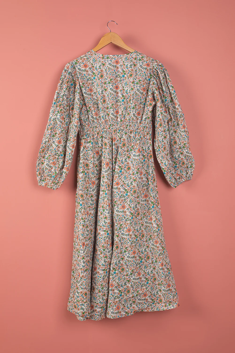 Seconds Pink & Green Long Sleeve 100% Cotton Dress - Small - Image 4