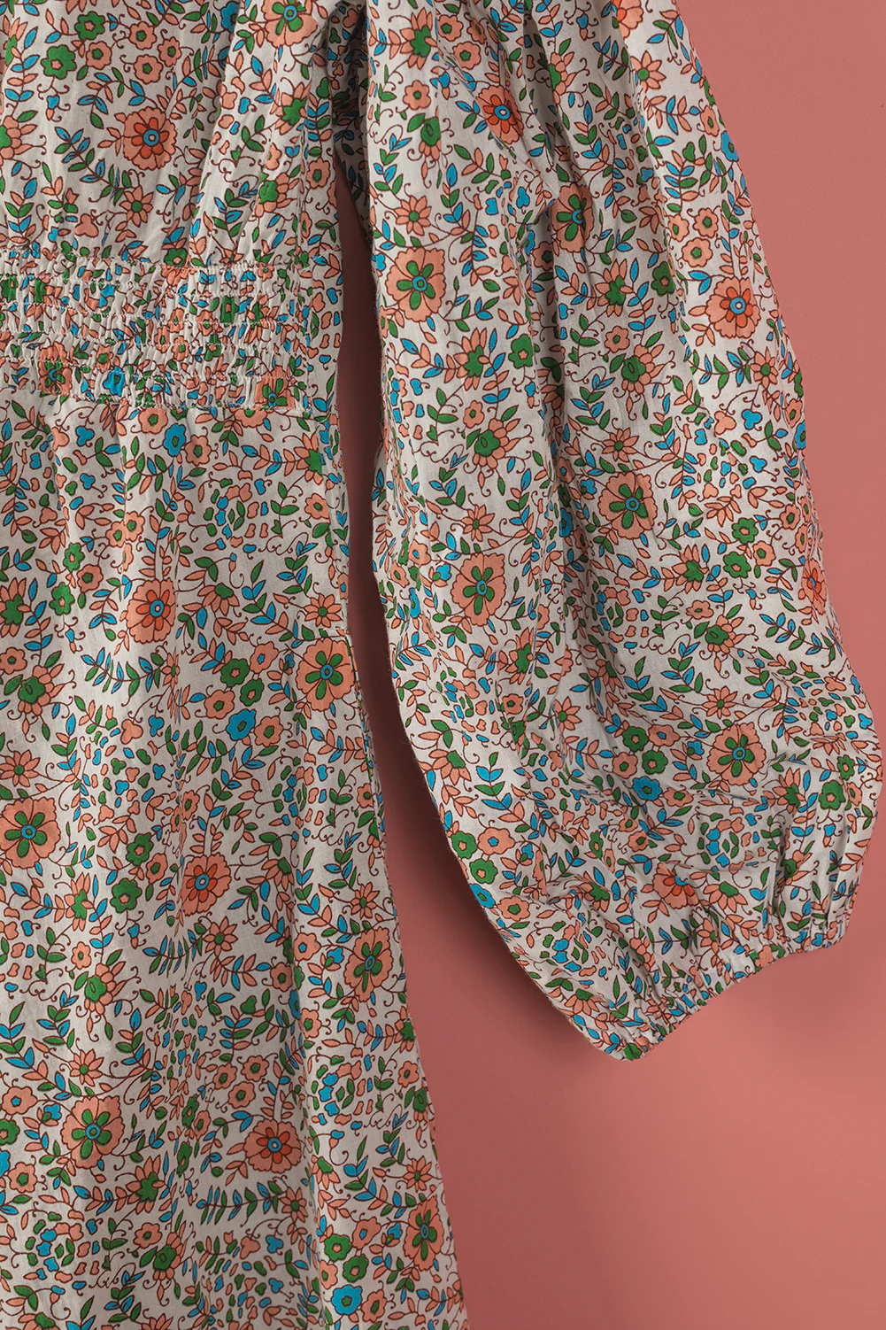 Seconds Pink & Green Long Sleeve 100% Cotton Dress - Small - Image 8