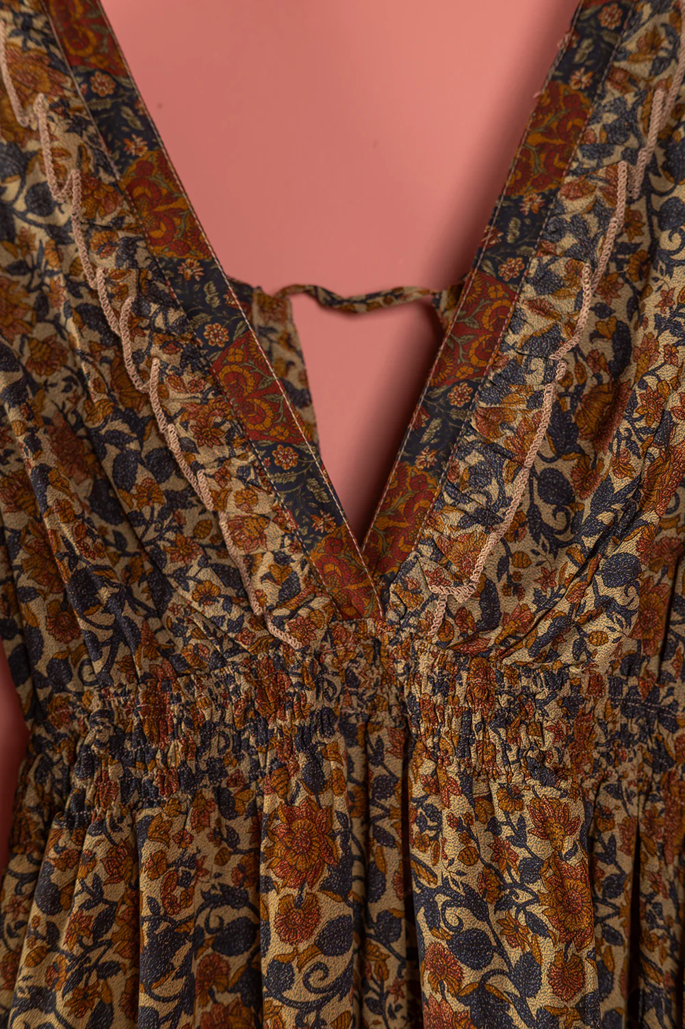 Seconds Brown & Black Long Sleeve Recycled Silk Dress - Medium - Image 5