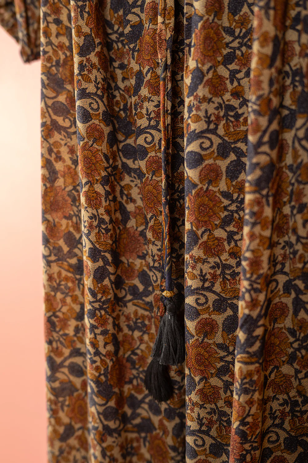 Seconds Brown & Black Long Sleeve Recycled Silk Dress - Medium - Image 6