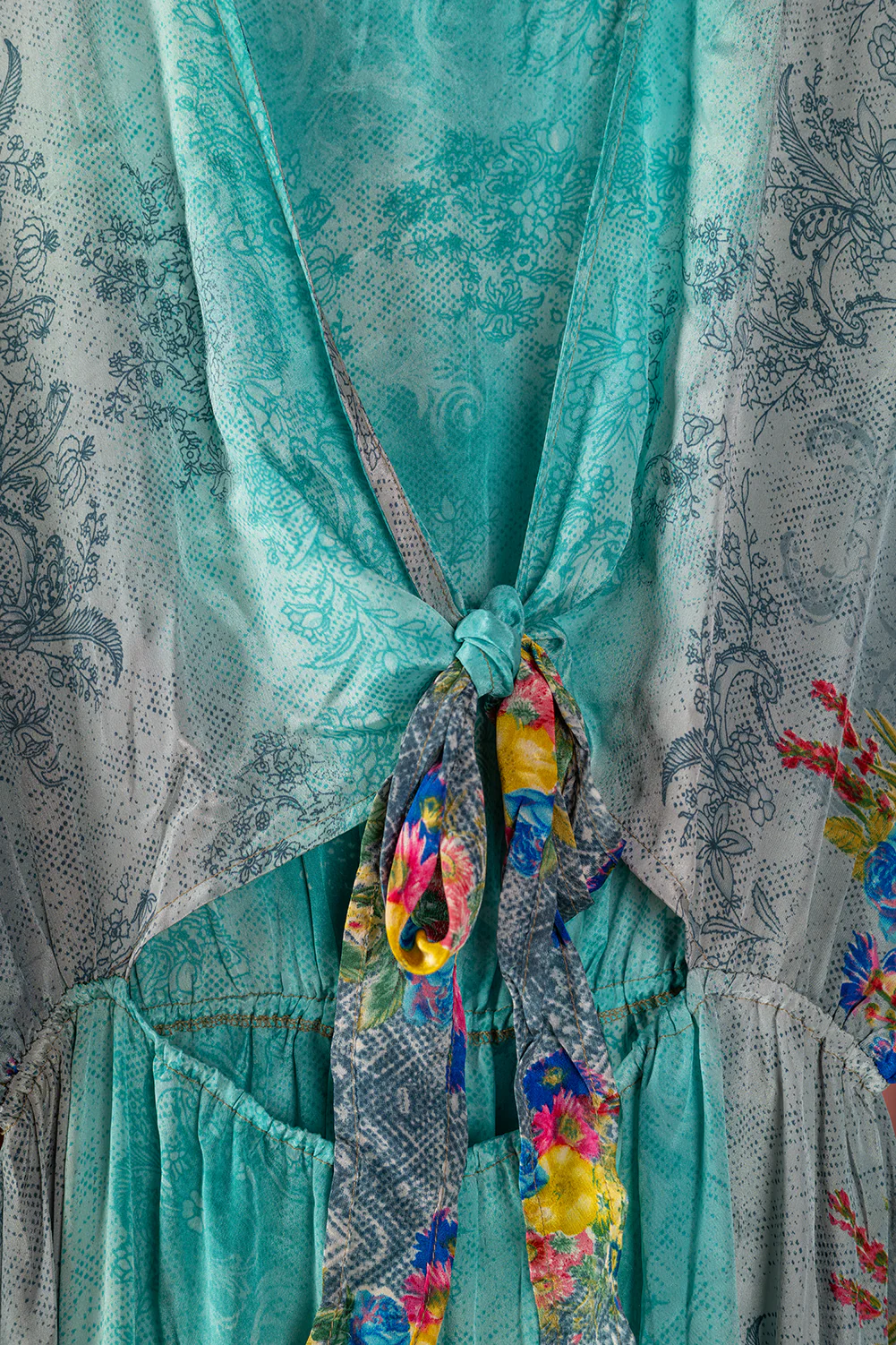 Seconds Turquoise Long Sleeve Recycled Silk Dress - Extra Large - Image 2