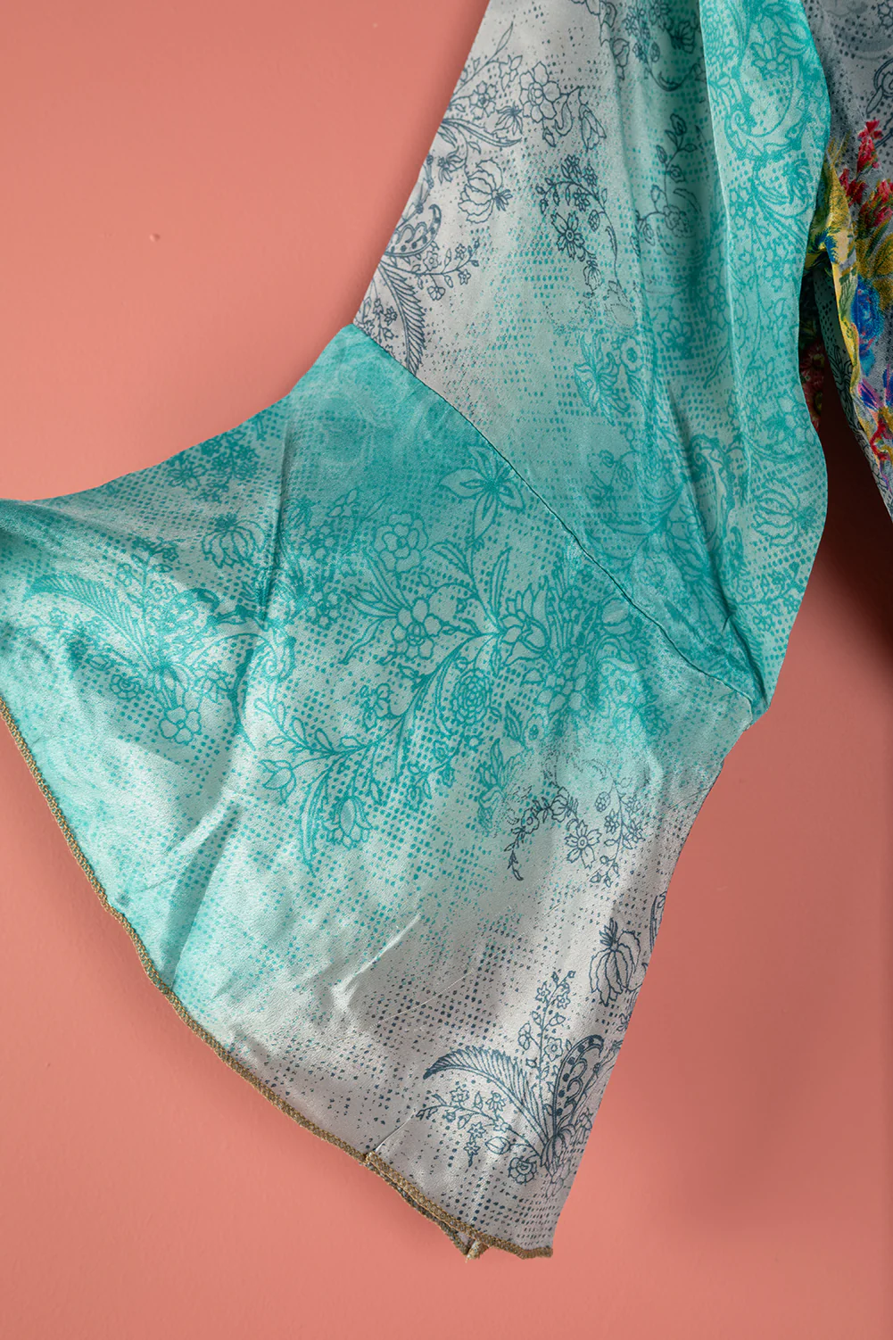 Seconds Turquoise Long Sleeve Recycled Silk Dress - Extra Large - Image 3