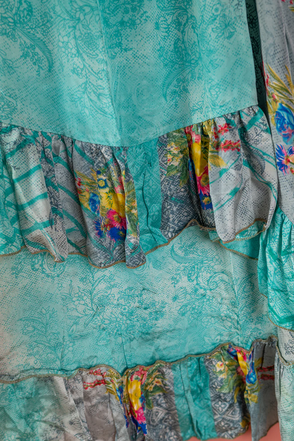 Seconds Turquoise Long Sleeve Recycled Silk Dress - Extra Large - Image 5