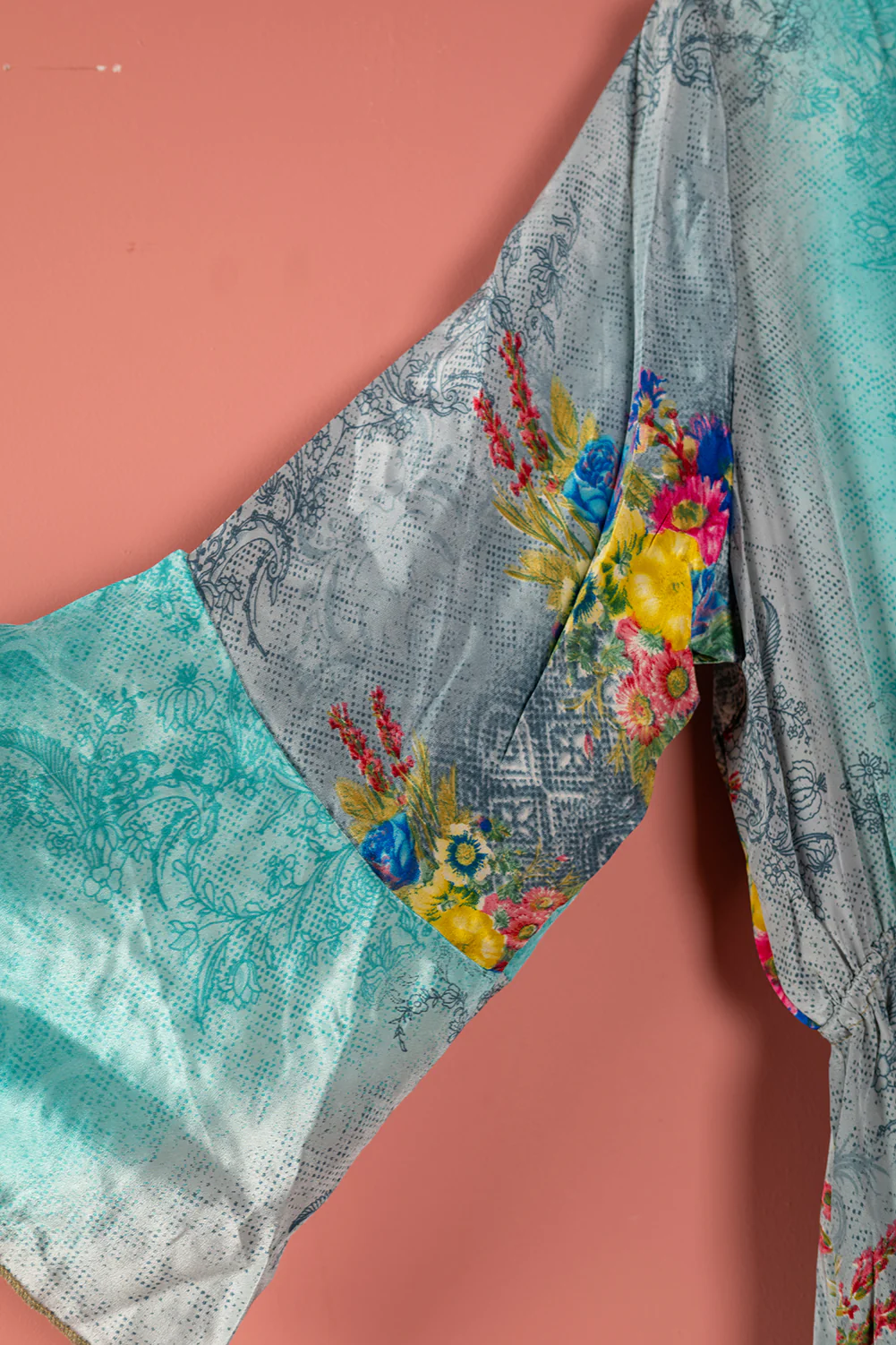 Seconds Turquoise Long Sleeve Recycled Silk Dress - Extra Large - Image 7