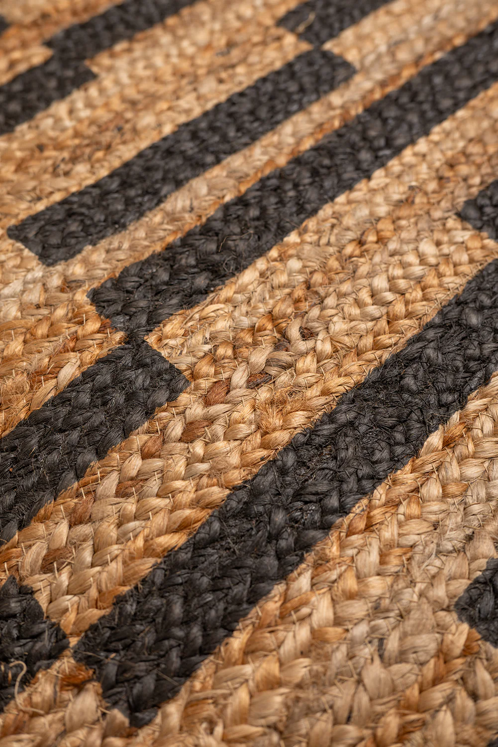 Seconds Small Jute Rug with Black Printed Stripes - Image 2
