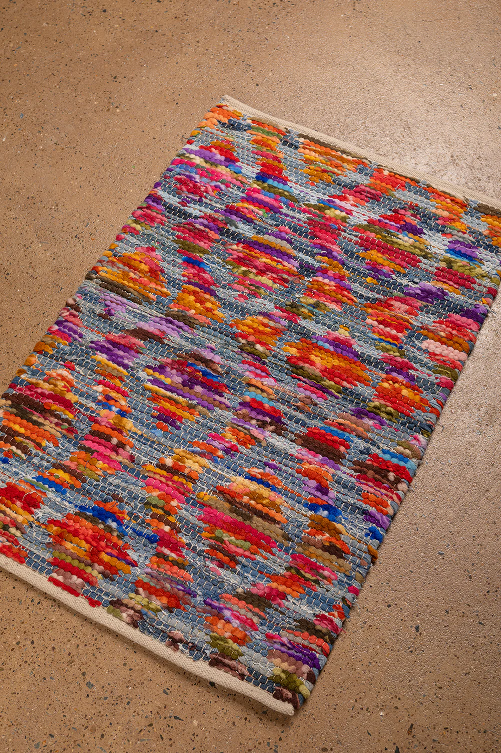 Seconds Denim & Rainbow Wool Small Diamond Rug - Image 2