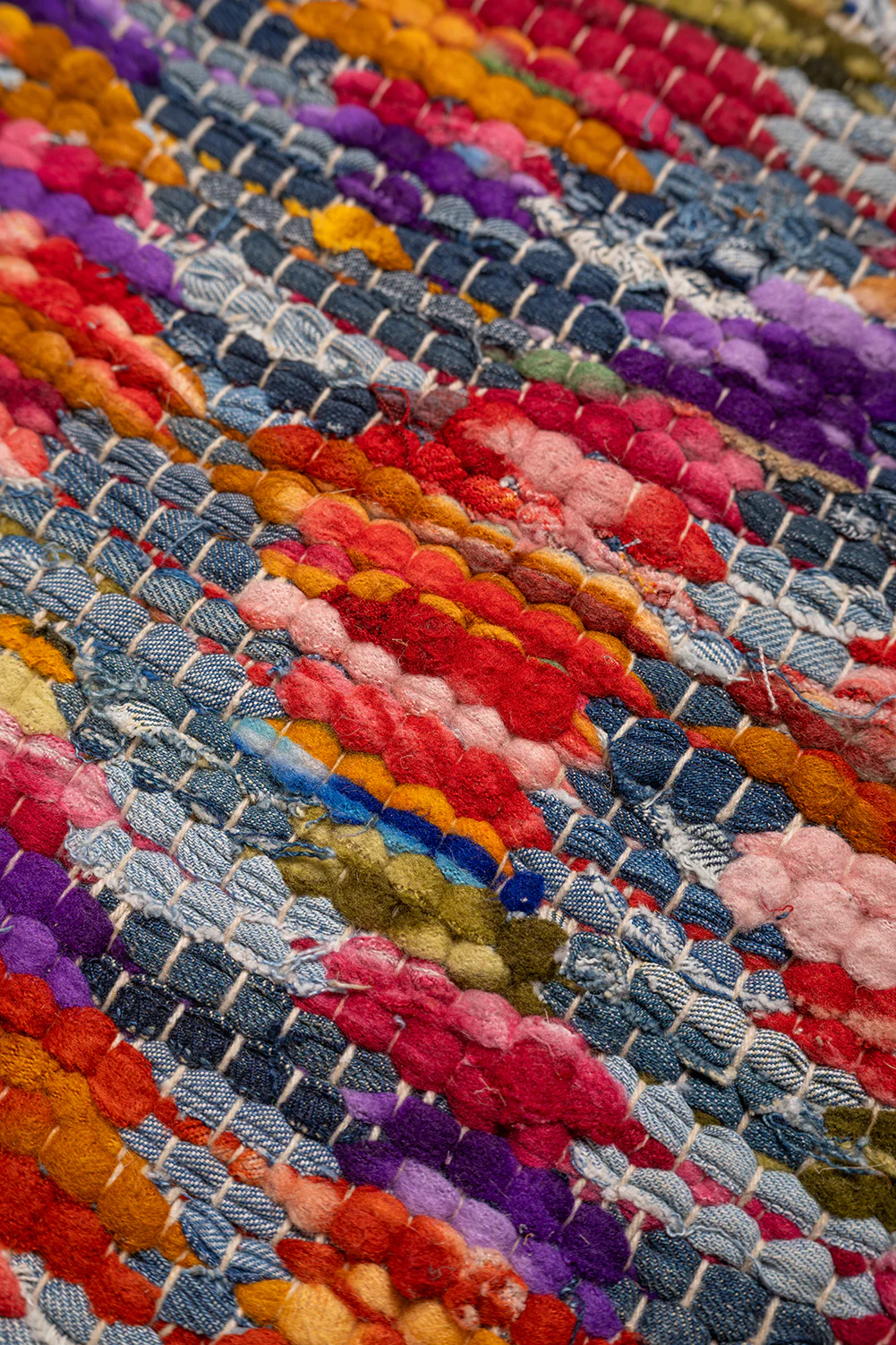 Seconds Denim & Rainbow Wool Small Diamond Rug - Image 4