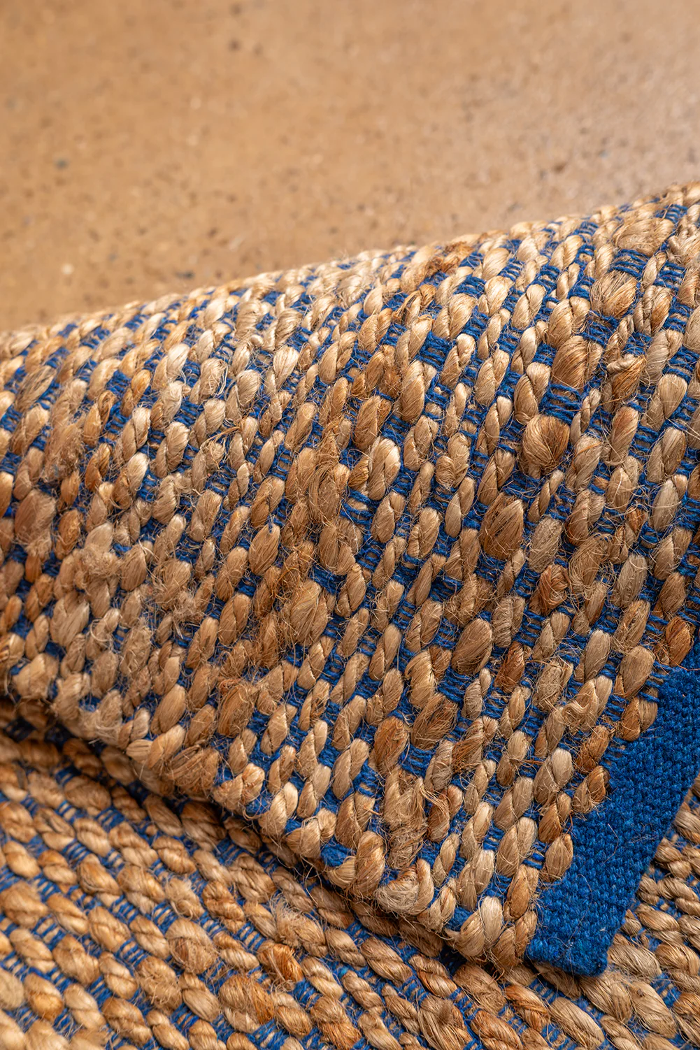 Seconds Small Jute & Blue Rug - Image 3