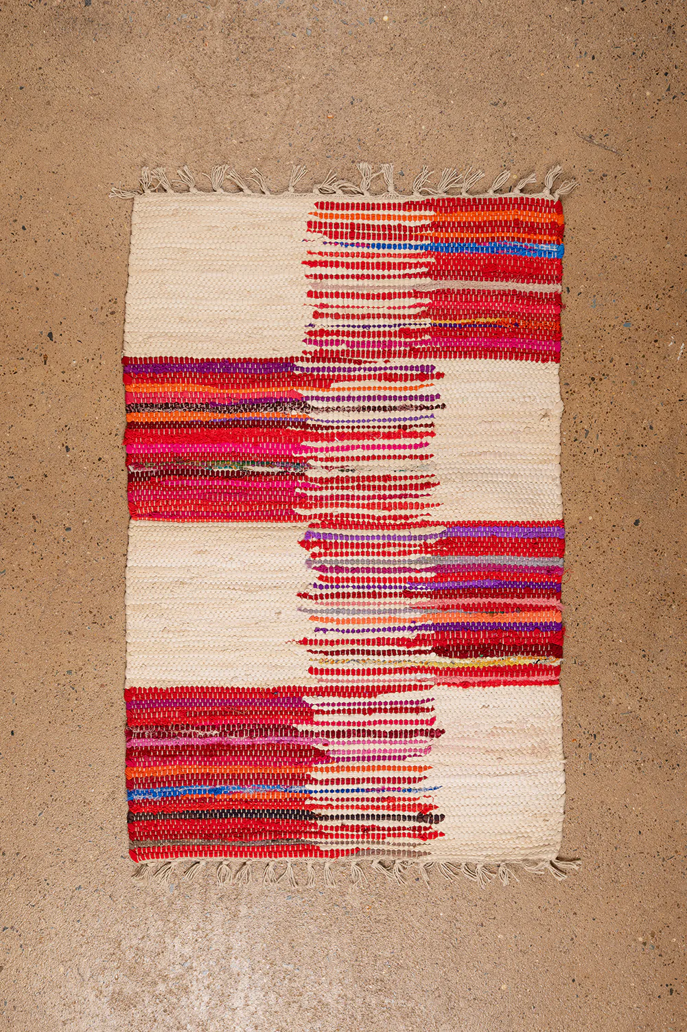 Seconds Small Pink & White Chindi Rug