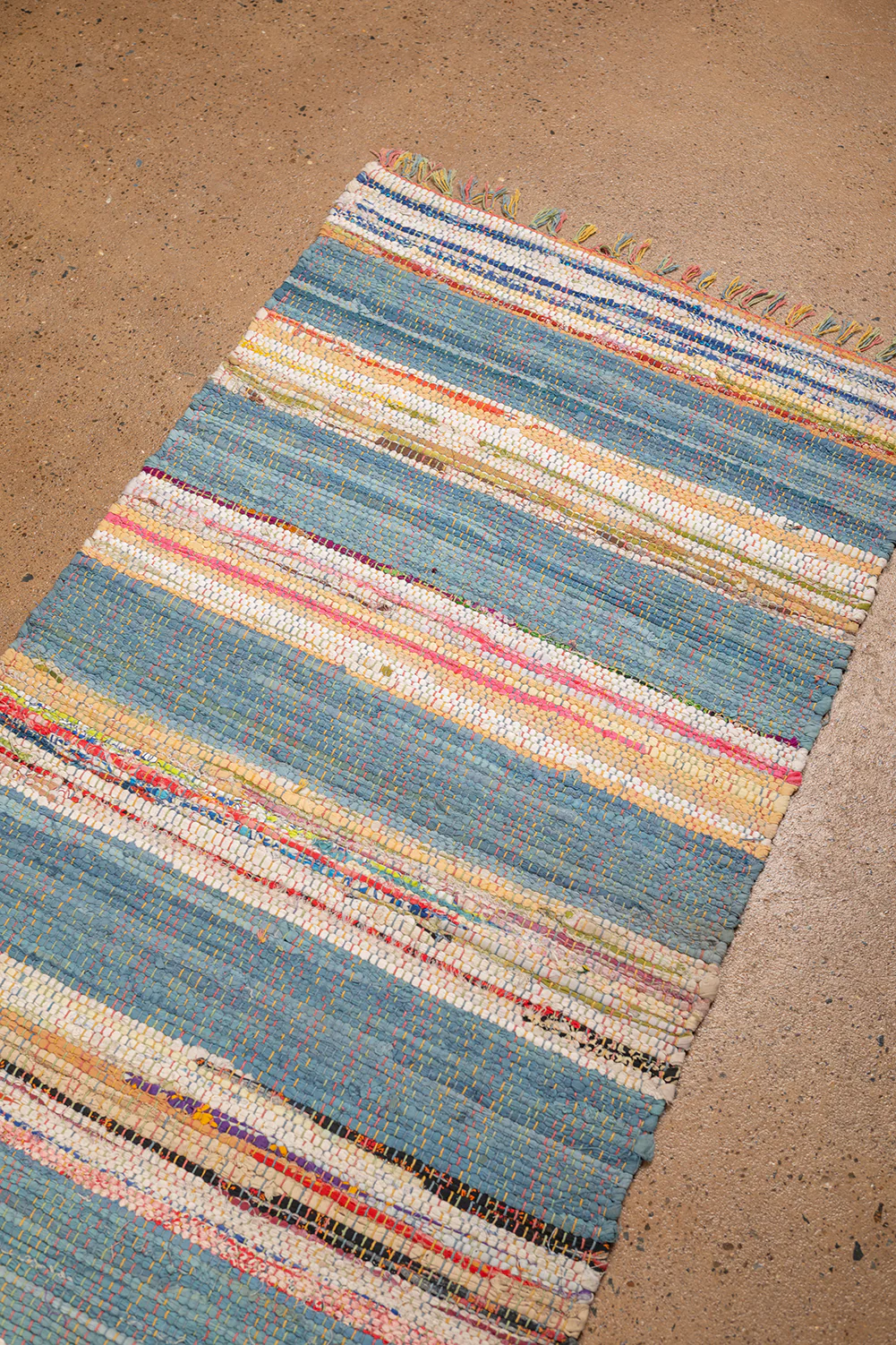 Seconds Blue & Rainbow Chindi Runner Rug - Image 2