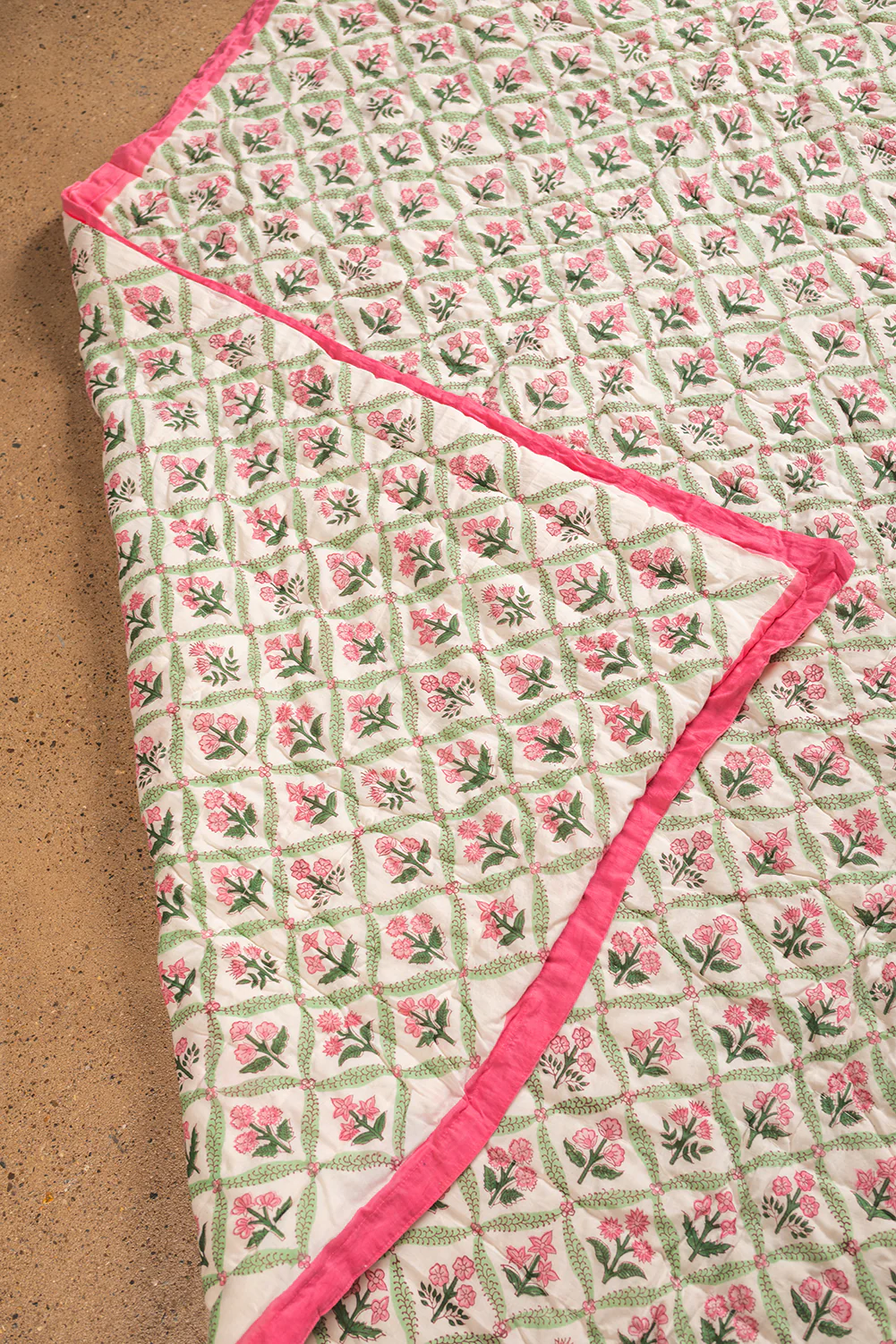Seconds Laurel & Taffy Block Print Cotton Quilt