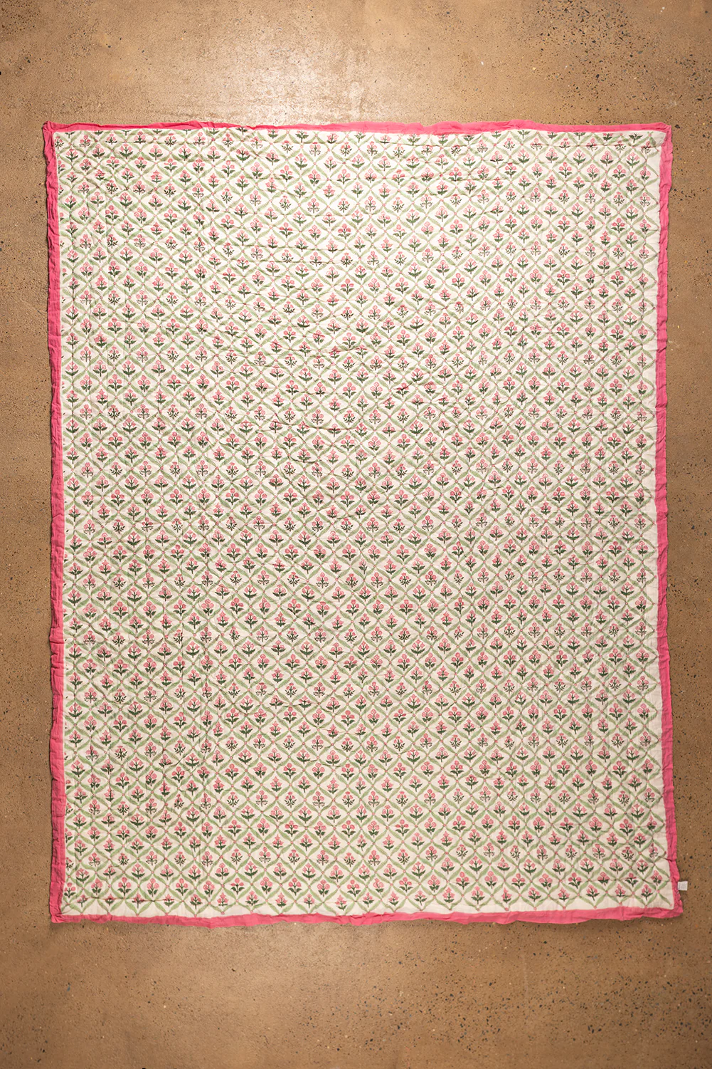 Seconds Laurel & Taffy Block Print Cotton Quilt - Image 2