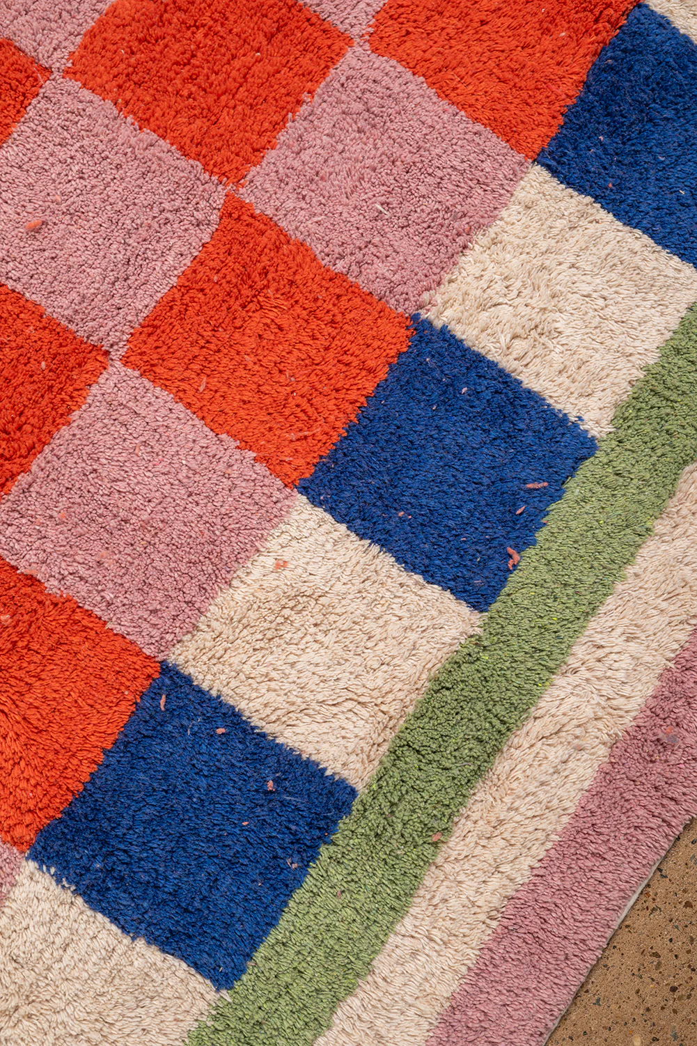 Seconds Lizzie Pink & Red Chequered Recycled Cotton Extra Large Rug - Image 3