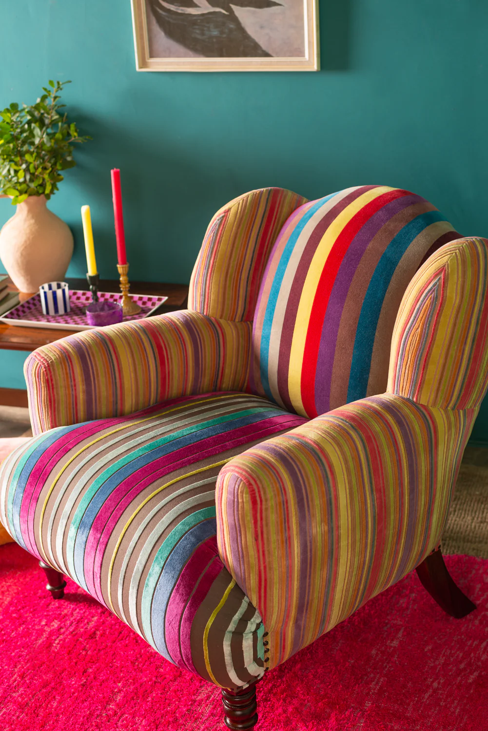 Striped Velvet Armchair - Image 3