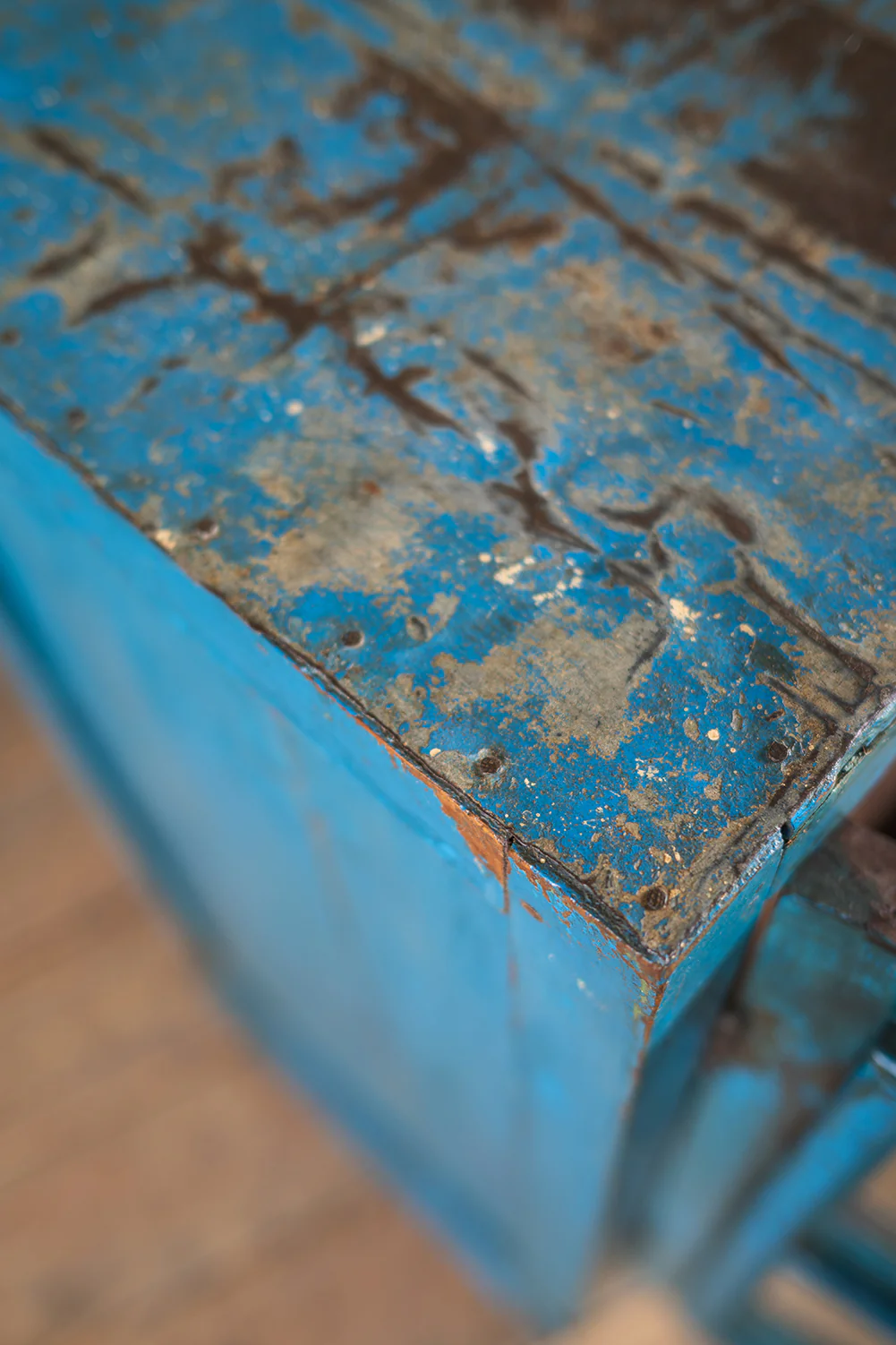 Vintage Blue Wooden Cabinet <p>W:99.5cm D:43cm H:86cm </p> - Image 10