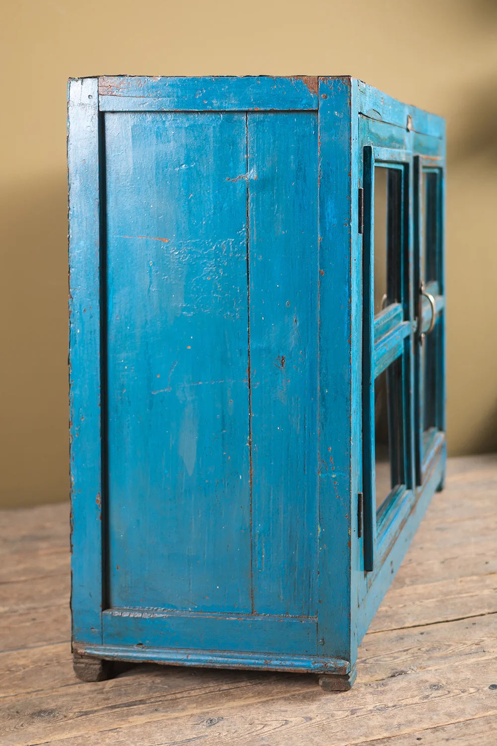 Vintage Blue Wooden Cabinet <p>W:99.5cm D:43cm H:86cm </p> - Image 4