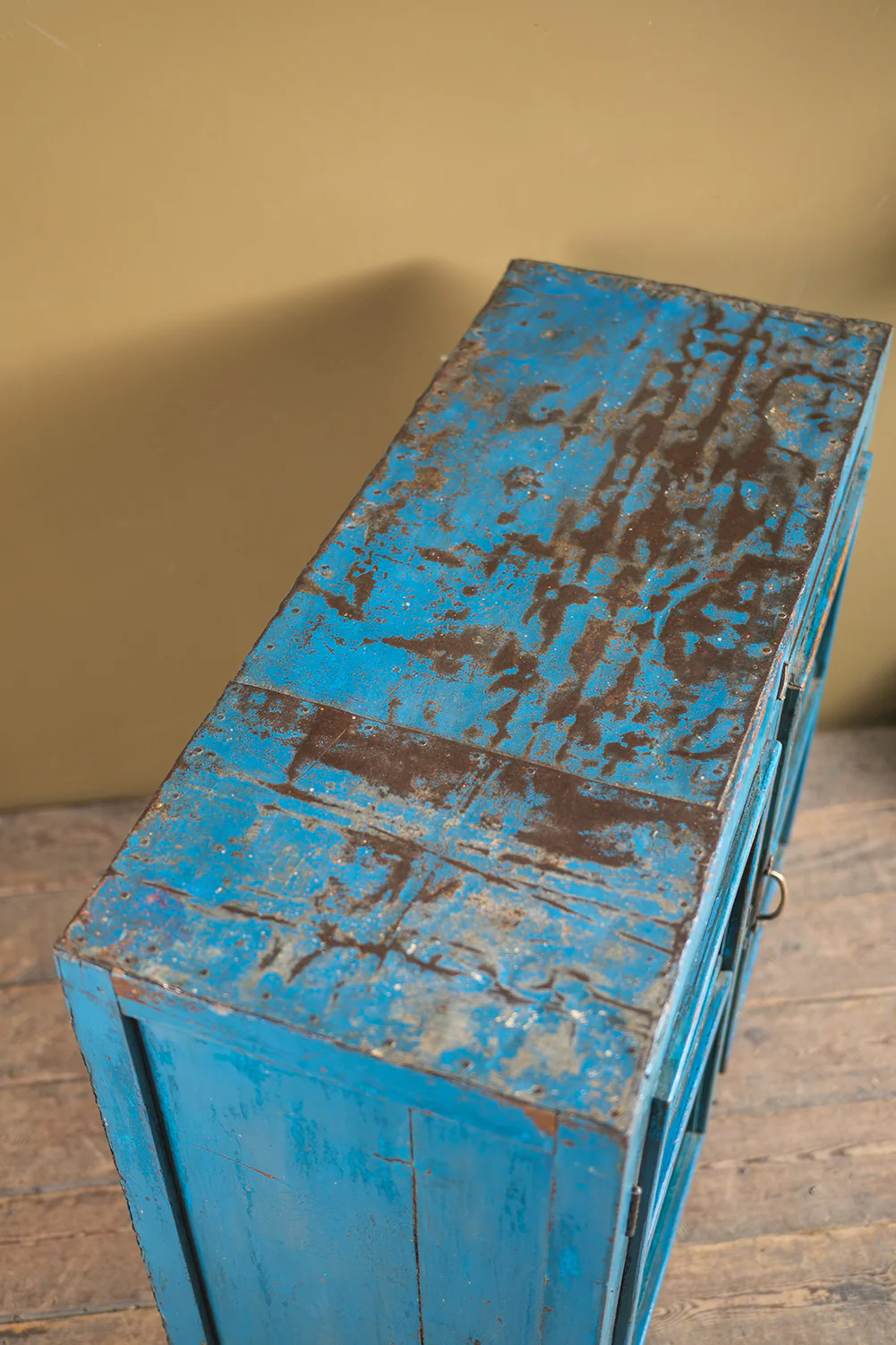 Vintage Blue Wooden Cabinet <p>W:99.5cm D:43cm H:86cm </p> - Image 7