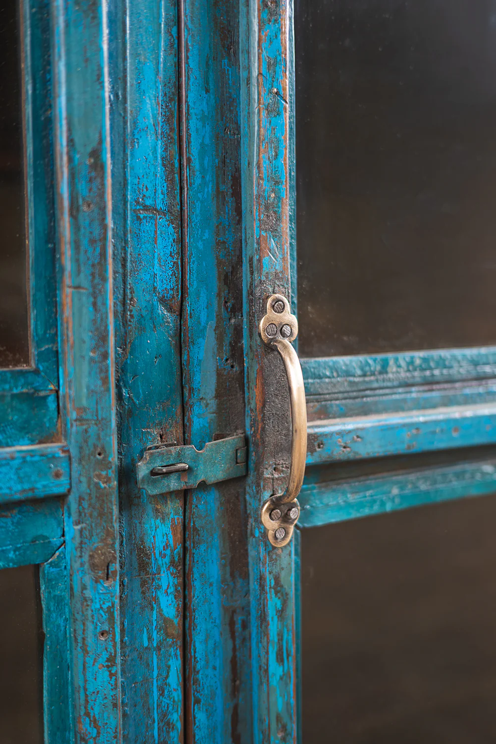 Vintage Blue Wooden Cabinet <p>W:99.5cm D:43cm H:86cm </p> - Image 9
