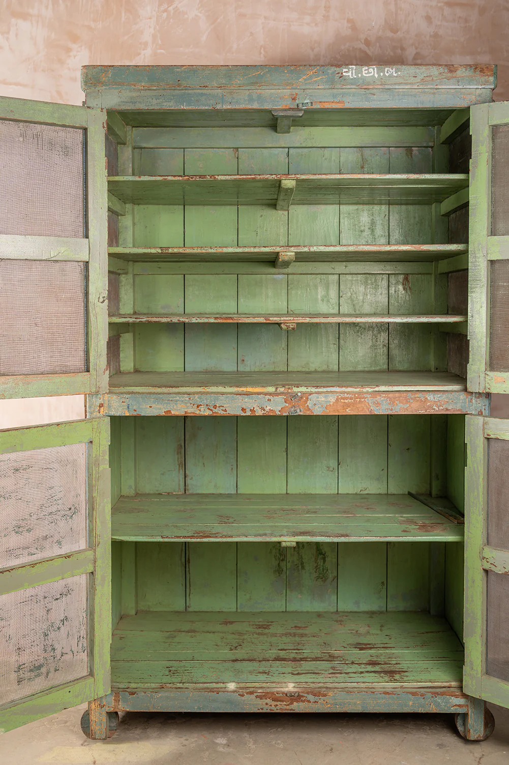 Vintage Earth Tones Jali Cupboard <p>W:131cm D:75cm H:221cm </p> - Image 7