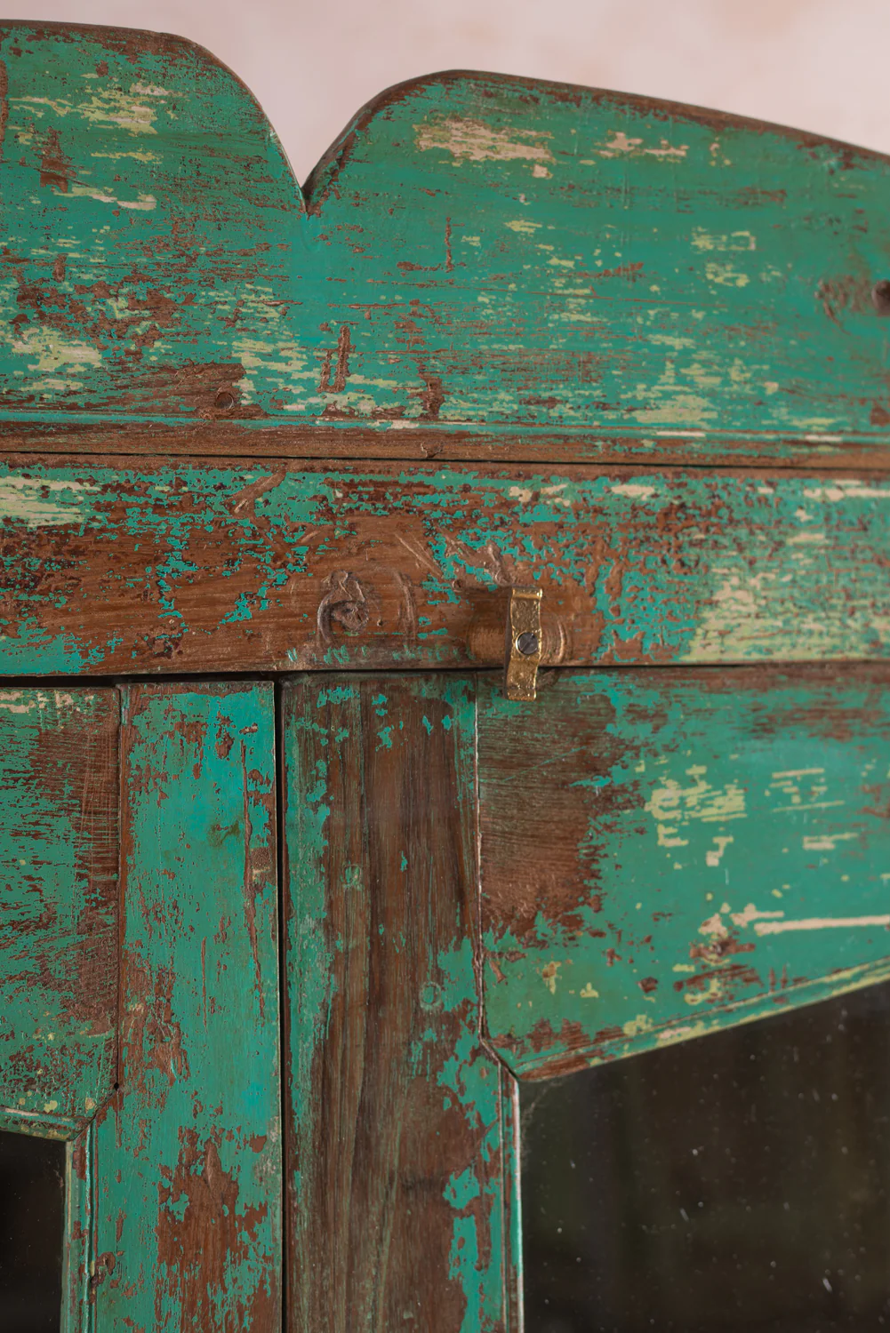 Vintage Green Glazed Cabinet <p>W:100cm D:55cm H:179cm </p> - Image 4