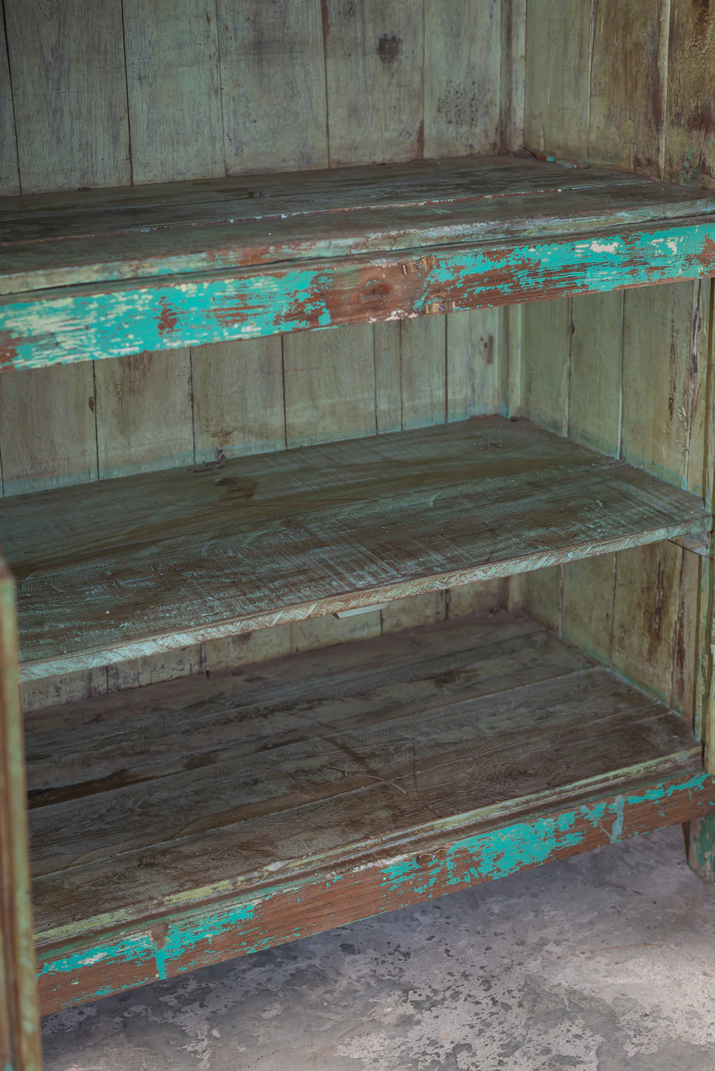 Vintage Green Glazed Cabinet <p>W:100cm D:55cm H:179cm </p> - Image 5
