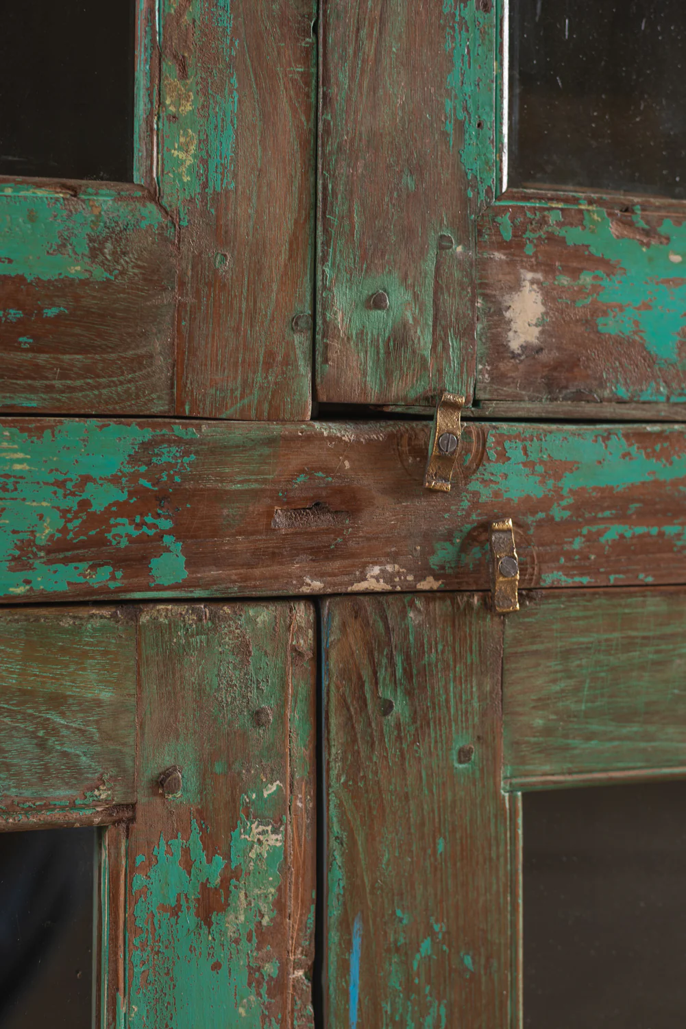 Vintage Green Glazed Cabinet <p>W:100cm D:55cm H:179cm </p> - Image 6