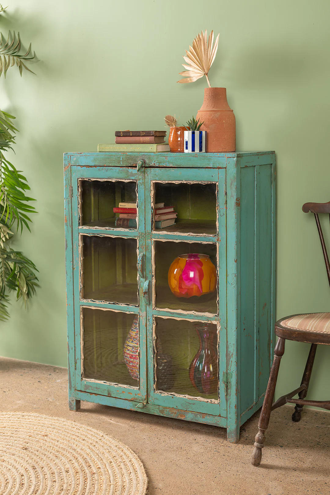 Vintage Light Blue Cabinet <p>W:68.5cm D:37.5cm H:98cm </p> - Image 2