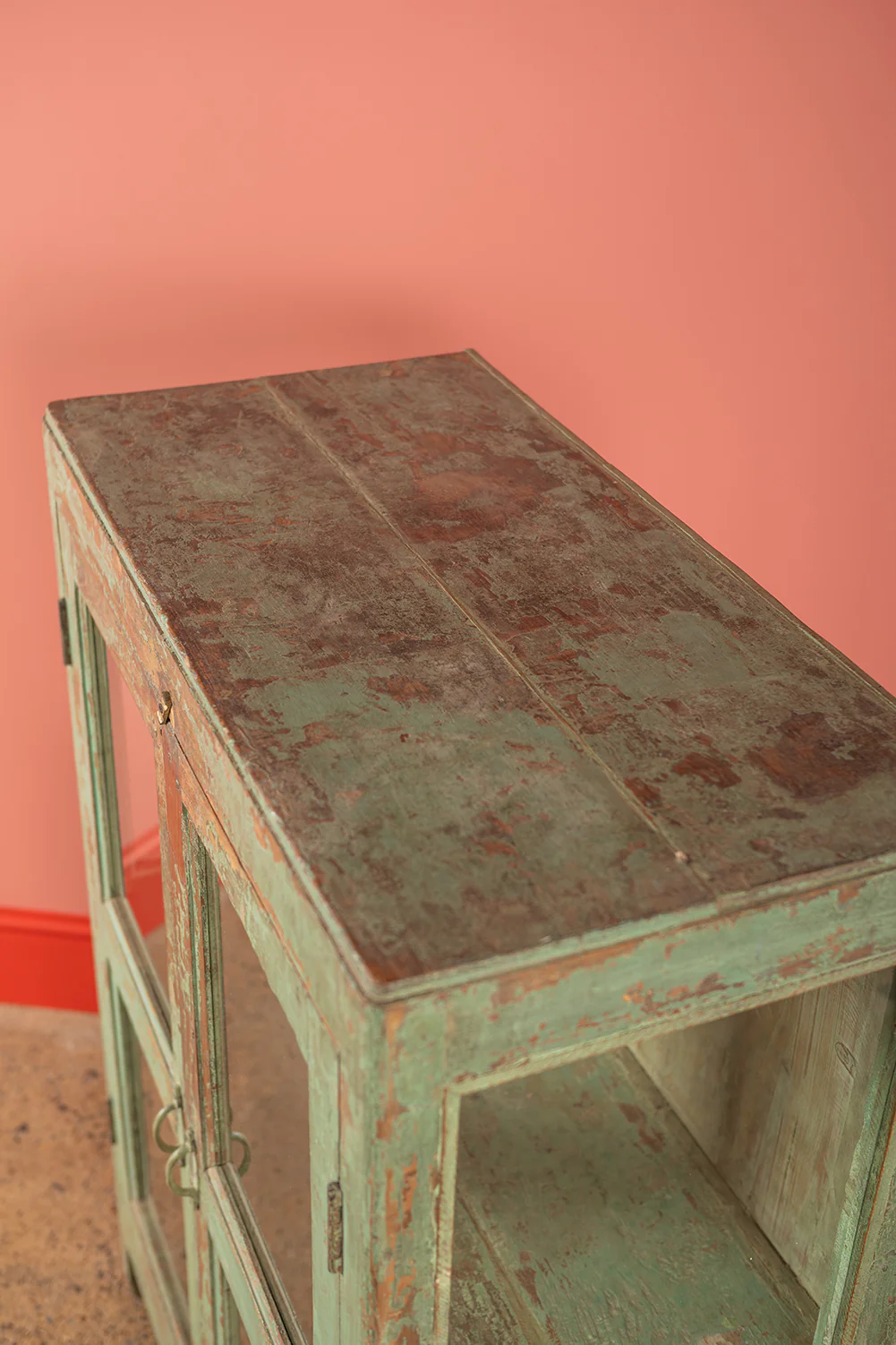 Vintage Sage Green Display Cabinet <p>W:91.5cm D:46.5cm H:126.5cm </p> - Image 8