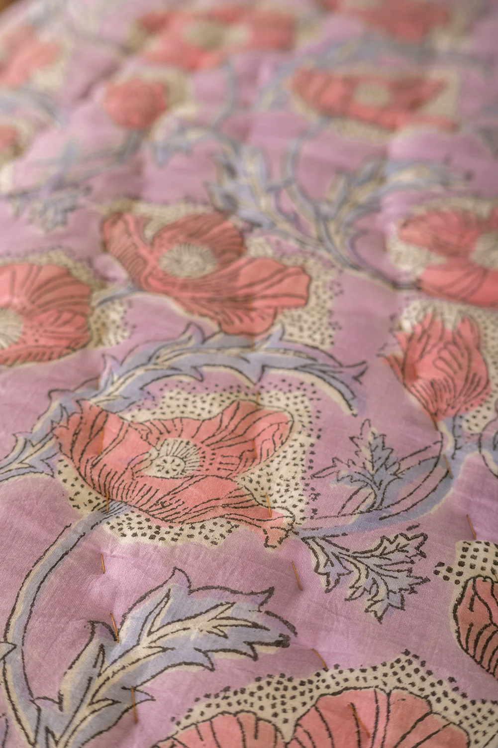 Apricot & Lavender Floral Quilt - Image 3